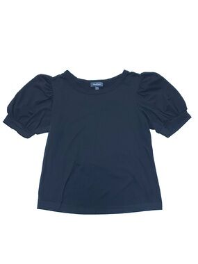 ModCloth Puffed Sleeve Crewneck Tee Black Soft Knit Jersey Elevated Basic Shirt